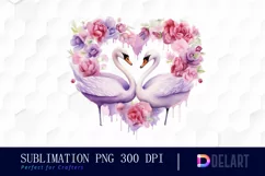 Watercolor Swan Couple Clipart, Sublimation Clipart Product Image 1