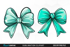 Watercolor Teal Bow Illustration PNG Clipart Product Image 1