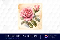 Watercolor Valentine Postage Stamp , Sublimation Clipart Product Image 1