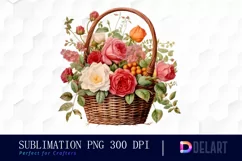 Watercolor Vintage Valentine Rose Clipart, Sublimation Art Product Image 1