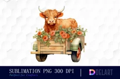 Watercolor Vintage Highland Cow Exquisite Clipart Product Image 1
