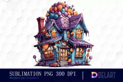 Watercolor Spooky Candy Haunted House PNG Clipart Product Image 1