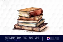 Watercolor Brown Color Stacked Books PNG Clipart Product Image 1