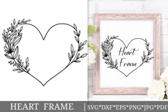 Floral Wreath Svg Cut File. Heart Leaves Frame Png Clipart. Product Image 1