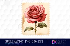 Watercolor Valentine Postage Stamp , Clipart Design Product Image 1