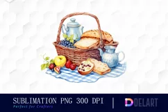 Watercolor Summer Picnic Clipart, Illustration PNG Product Image 1
