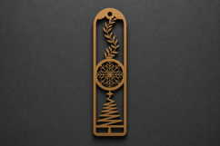 Elegant Winter Botanical Wooden Bookmark with Snowflake Product Image 1