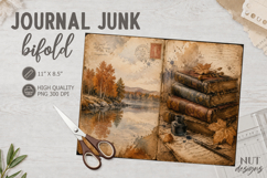 Vintage nature Junk Journal Bifold collage lake landscape Product Image 1