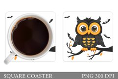 Owl Halloween Coaster Design. Halloween Owl Sublimation Product Image 1
