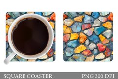 3D Stones Square Coaster. Stones Coaster Design Product Image 1