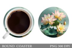 Lotus Coaster Design. Lotus Round Coaster Sublimation Product Image 1