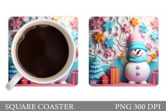 Snowman Coaster Sublimation. Snowman Square Coaster Design Product Image 1