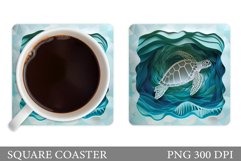 Turtle Square Coaster Design. Turtle Coaster Sublimation Product Image 1