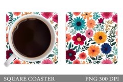 Flowers Coaster Design. Flowers Square Coaster Sublimation Product Image 1