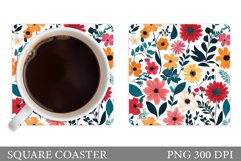 Flowers Square Coaster Sublimation. Flowers Coaster Design Product Image 1