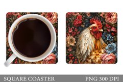 Rooster Coaster Sublimation. Rooster Sublimation Product Image 1