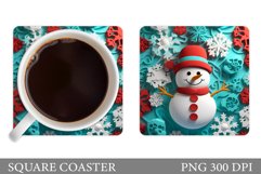 Snowman Square Coaster. Snowman Coaster Sublimation Product Image 1