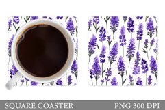 Lavender Coaster Sublimation. Floral Coaster Design Product Image 1
