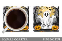 Ghost Coaster Sublimation. Halloween Coaster Design Product Image 1