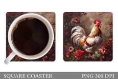 Rooster Coaster Sublimation. Cute Rooster Coaster Design Product Image 1