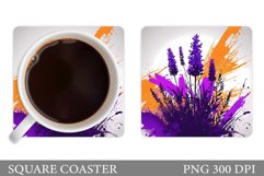 Lavender Coaster Design. Flowers Coaster Sublimation Product Image 1