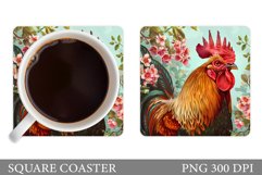 Rooster Coaster Sublimation. Rooster Square Coaster Design Product Image 1