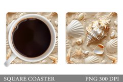 Sea Coaster Sublimation. Seashell Coaster Design Product Image 1
