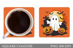 Cute Ghost Coaster Sublimation. Halloween Coaster Design Product Image 1