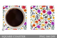 Wildflowers Coaster Design. Flowers Coaster Sublimation Product Image 1