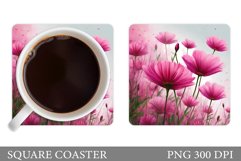 Flowers Coaster Sublimation. Floral Coaster Design Product Image 1