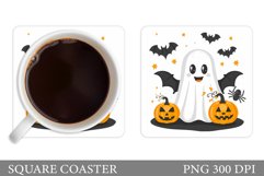 Cute Ghost Coaster Design. Halloween Sublimation Product Image 1