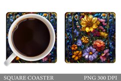 Flowers Coaster Sublimation. Floral Coaster Design Product Image 1