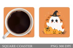 Cute Ghost Coaster Design. Halloween Coaster Sublimation Product Image 1