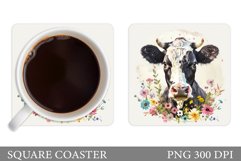 Cow Coaster Design. Cute Cow Coaster Sublimation Product Image 1