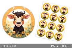 Cute Cow Sticker Design. Cow Sticker Templates Product Image 1