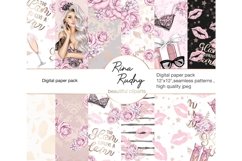 Luxury digital paper pack, pink florals paper, kisses Product Image 1
