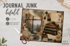 Vintage autumn Junk Journal Bifold collage forest, window Product Image 1