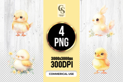 Cute Baby Chick Watercolor Clipart Sublimation PNG Product Image 1
