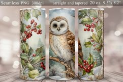 Christmas Owl Tumbler Sublimation | Winter Owl Tumbler Wrap Product Image 1