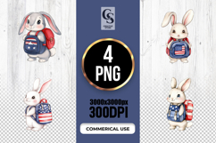 Patriotic Bunny Backpack Clipart Sublimation PNG Product Image 1