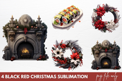 Black Red Christmas Sublimation PNG Product Image 1