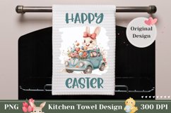 Happy Easter Towel Design, Easter Bunny Towel Template Product Image 1