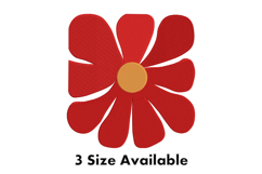 Bold Red Daisy Modern Embroidery Design Product Image 1