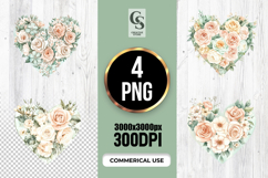 Watercolor Rose Heart Clipart Sublimation PNG Product Image 1