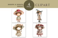 Whimsical Girls Clipart Watercolor PNG Product Image 1