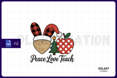 Peace Love Teach Christmas PNG Design Product Image 1