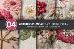 Wildflower Embroidery Digital Paper Product Image 1
