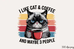 I LIKE CAT & COFFEE AND PNG, Funny Cats Sublimation Product Image 1