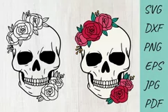 Floral Skull SVG, Skull flowers, Skull svg cut files Product Image 1
