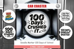 Doodle Marker 100 Days Car Coaster Product Image 1